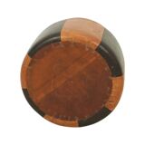 Round Vintage Brown Pouf Two-Tone Skai Leather Sixties