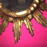 Mirror sun gilded wood leaf 57 cm, middle XXth