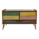 Italain Sideboard Made Of Solid Wood And Covered With Colored Glass 1950S