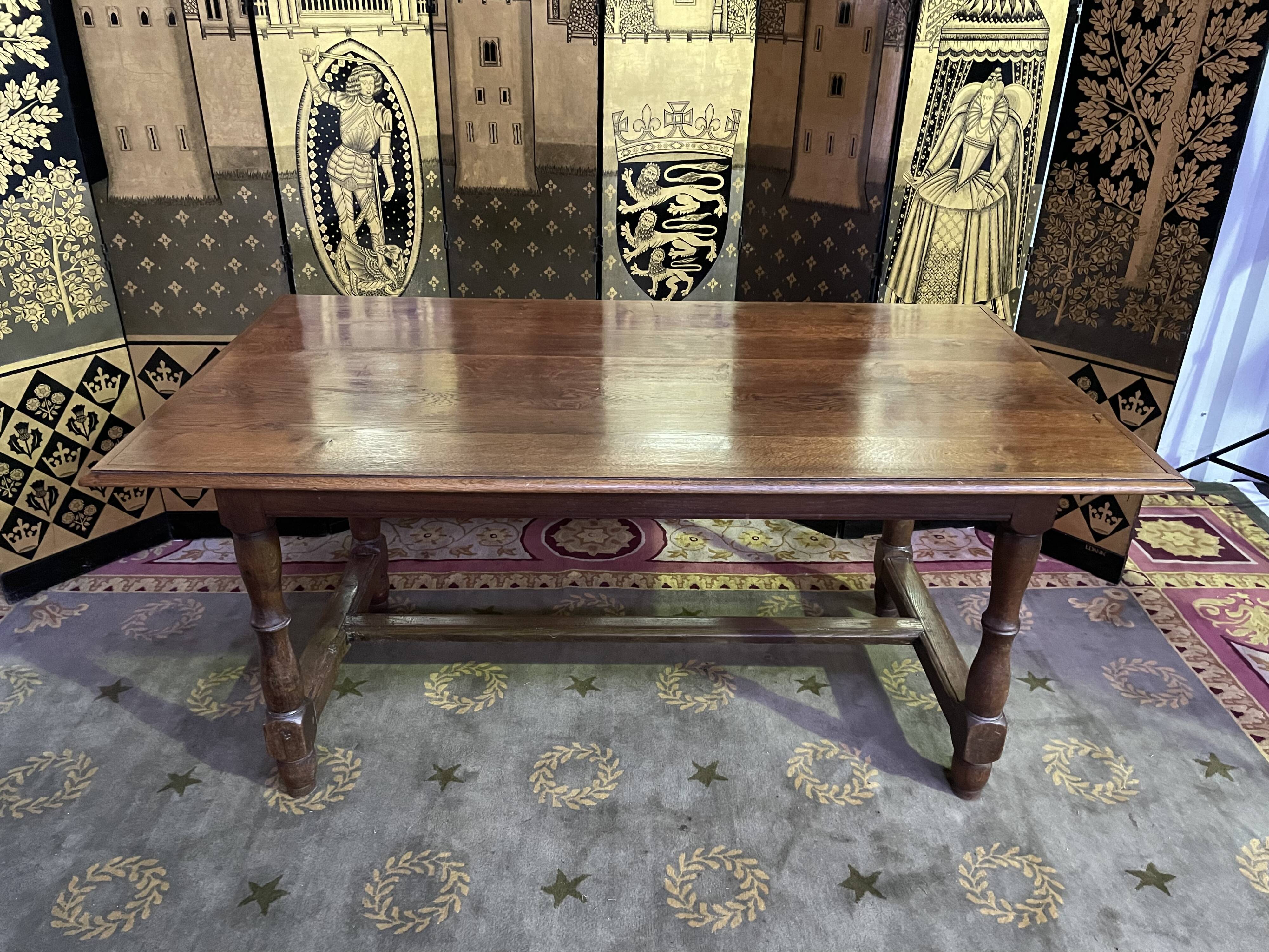 Farmhouse table with cross in oak 19th