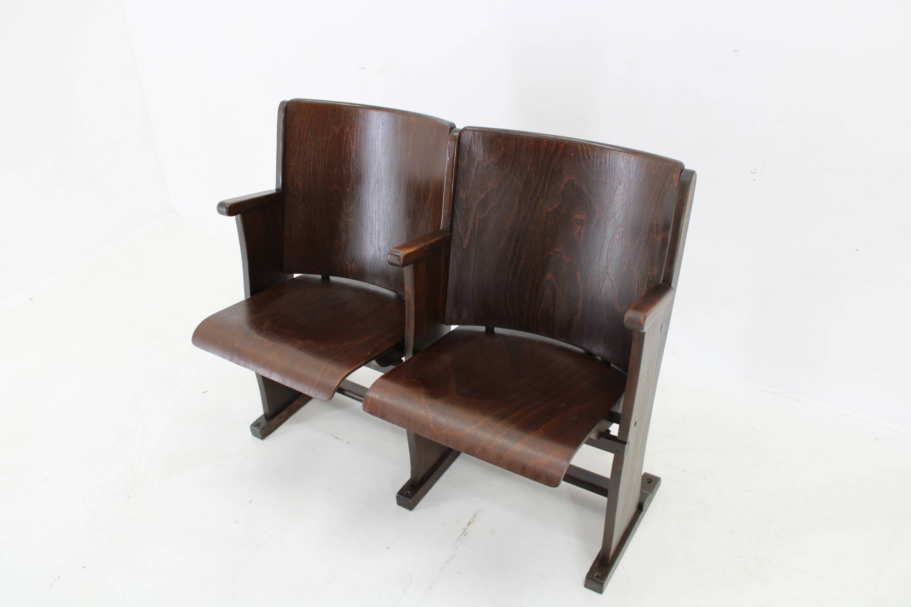 1970 two seater cinema bench by ton, czechoslovakia
