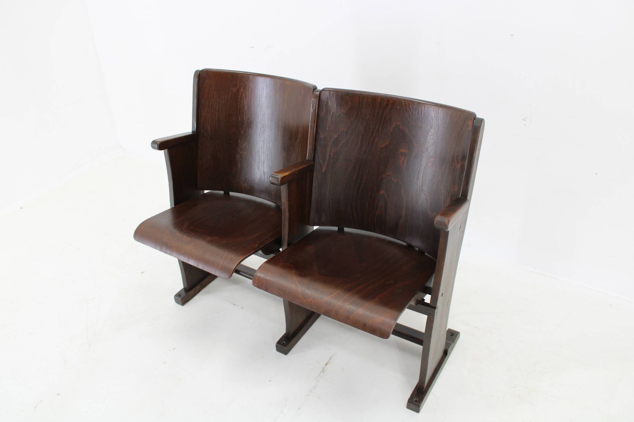 1970 two seater cinema bench by ton, czechoslovakia