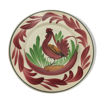 Old rooster plate in Sarreguemines porcelain