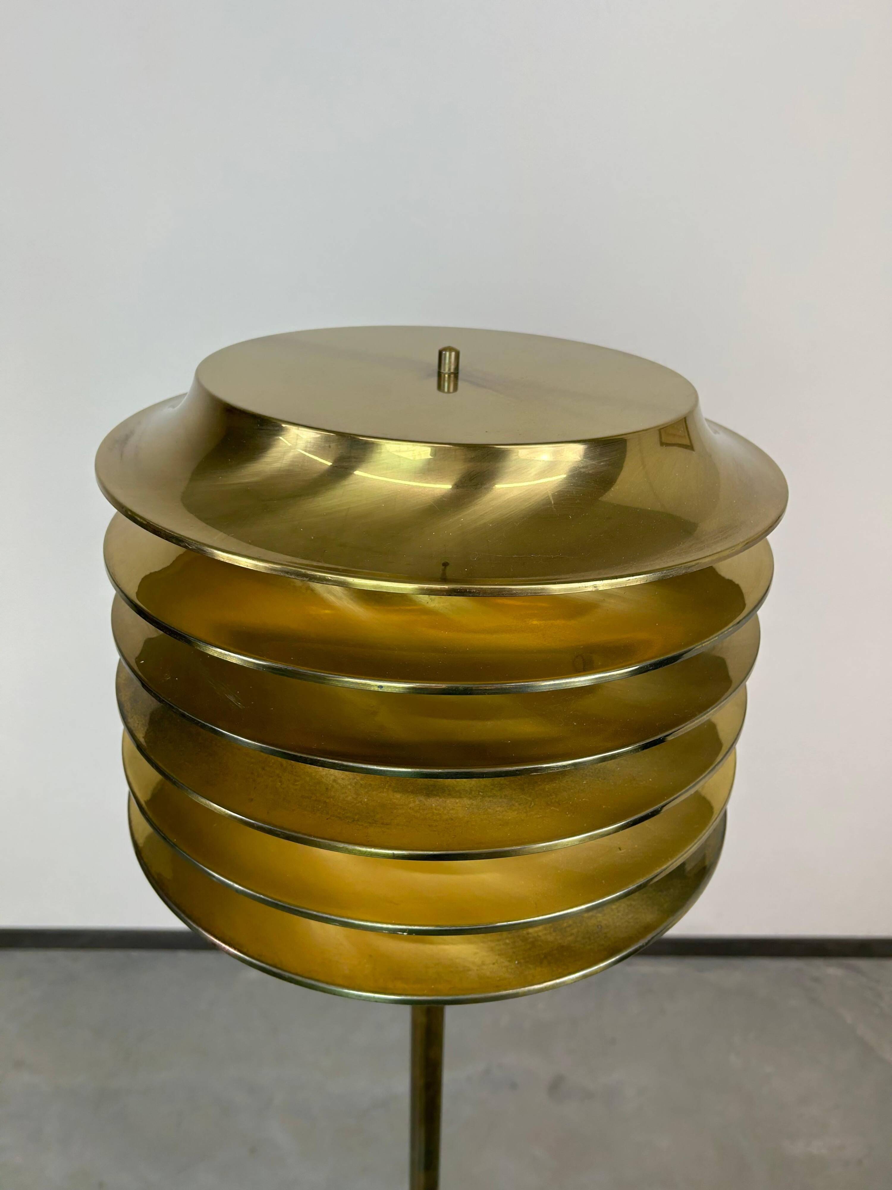 Brass floor lamp designed in the mid-century by Kari Ruokonen for Lynx Finland.