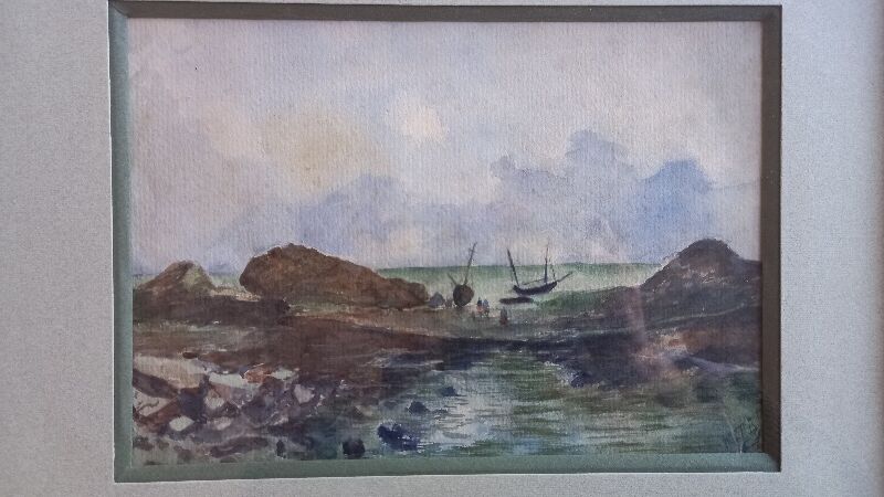 Old painting, marine watercolor