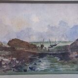Old painting, marine watercolor
