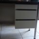 Industrial metal desk from the 70s with three drawers and glass top