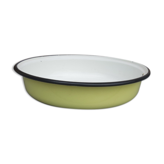 Flat basin in enamelled tole