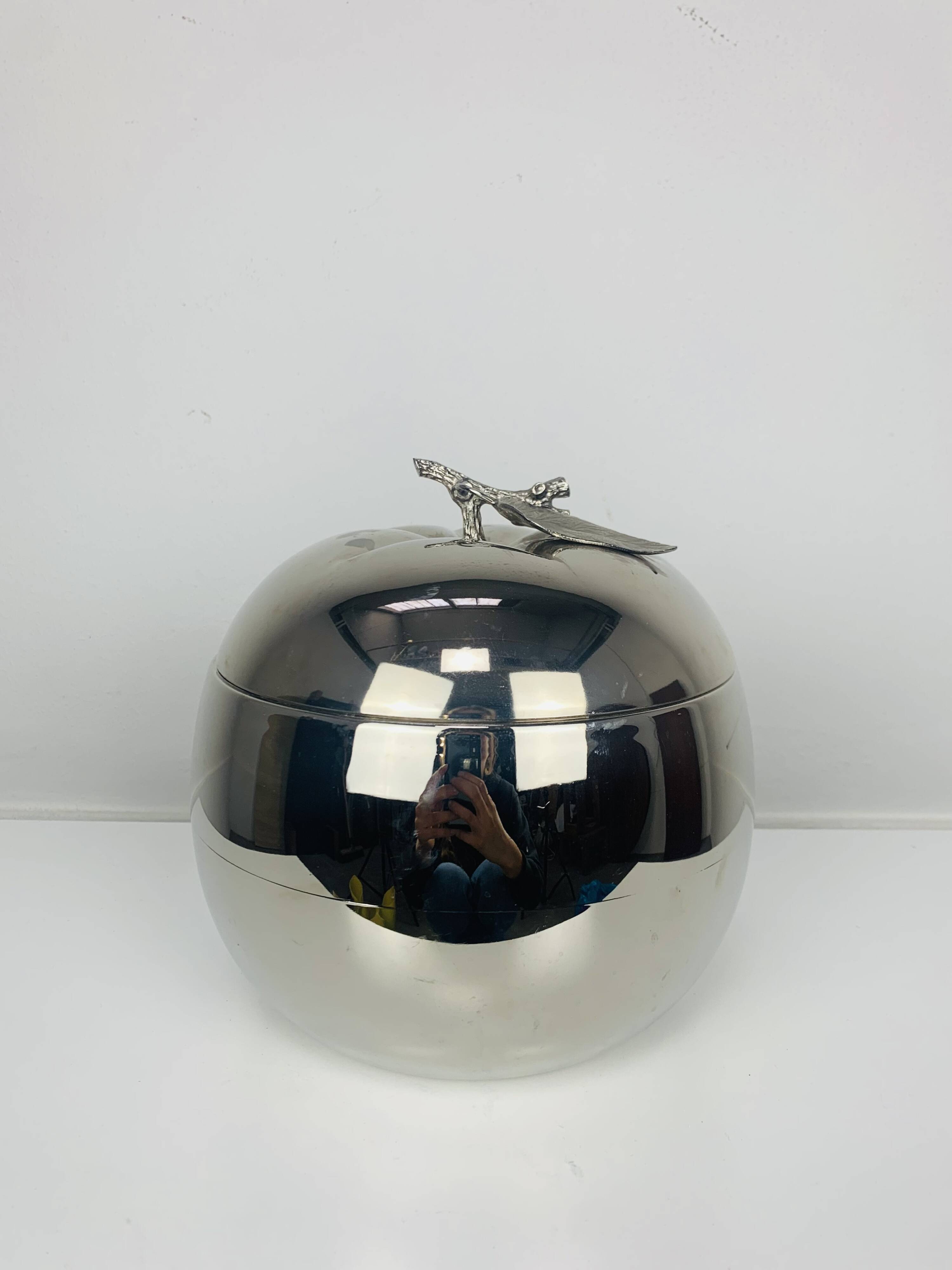 Apple ice bucket by Hans Turnwald, metal, 1970s