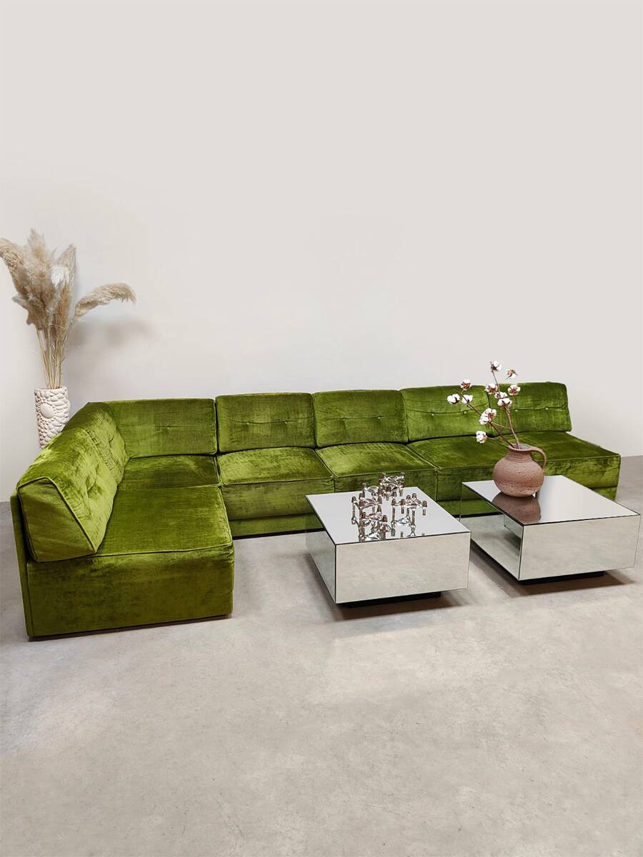 Midcentury modular sofa vintage 'Green velvet spirit'