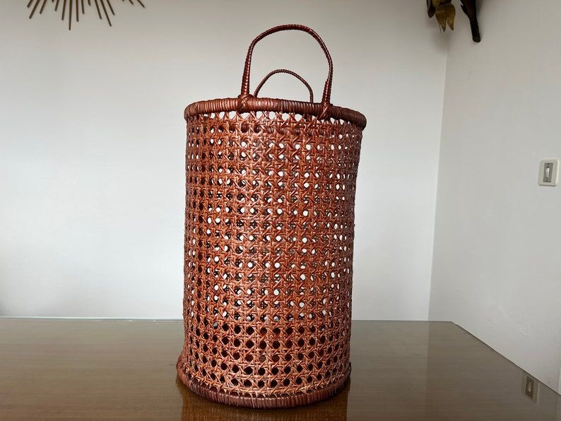 Canning rattan office paper basket 70s