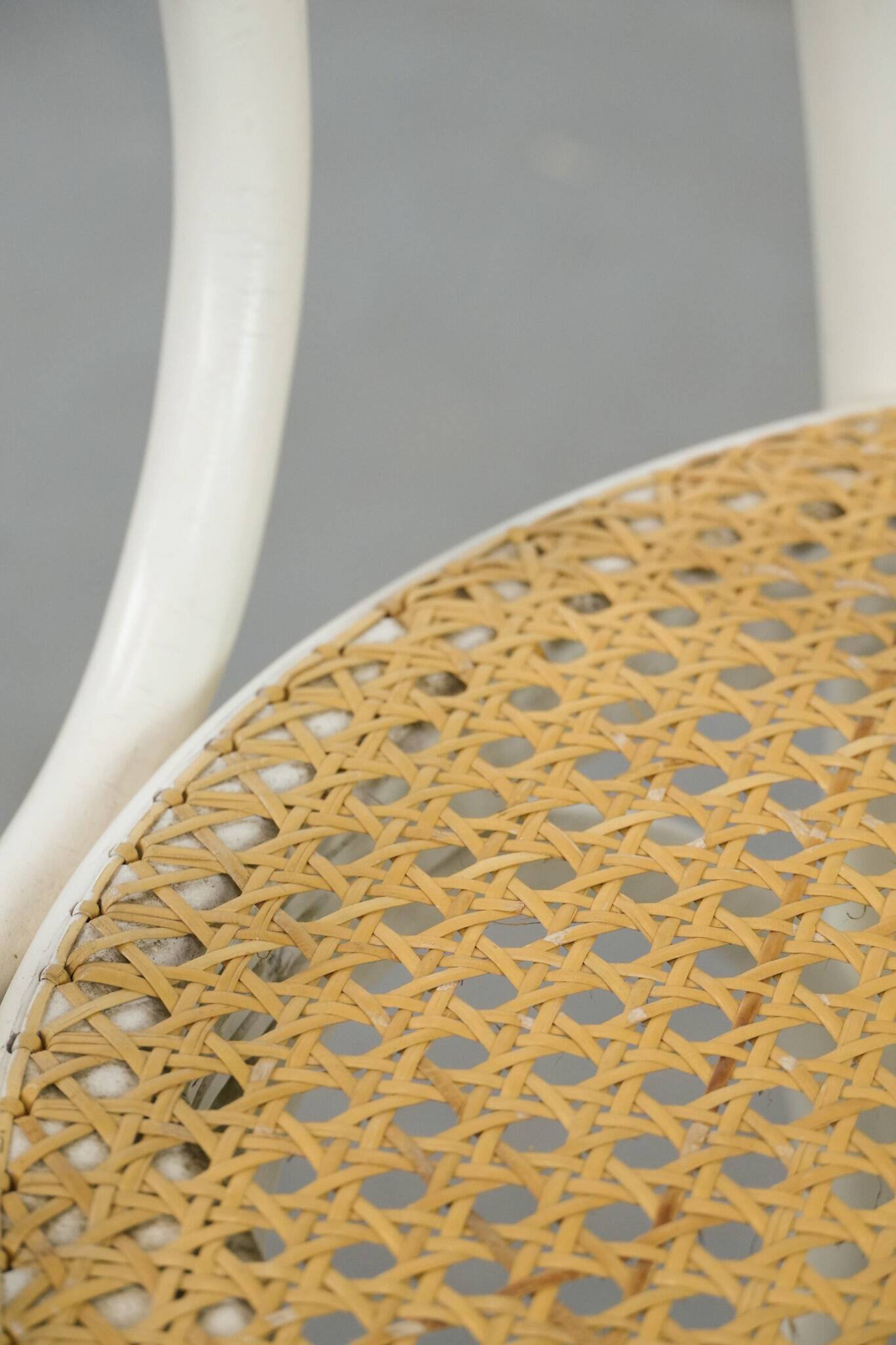 Vintage white bistro chair with armrests in Thonet style