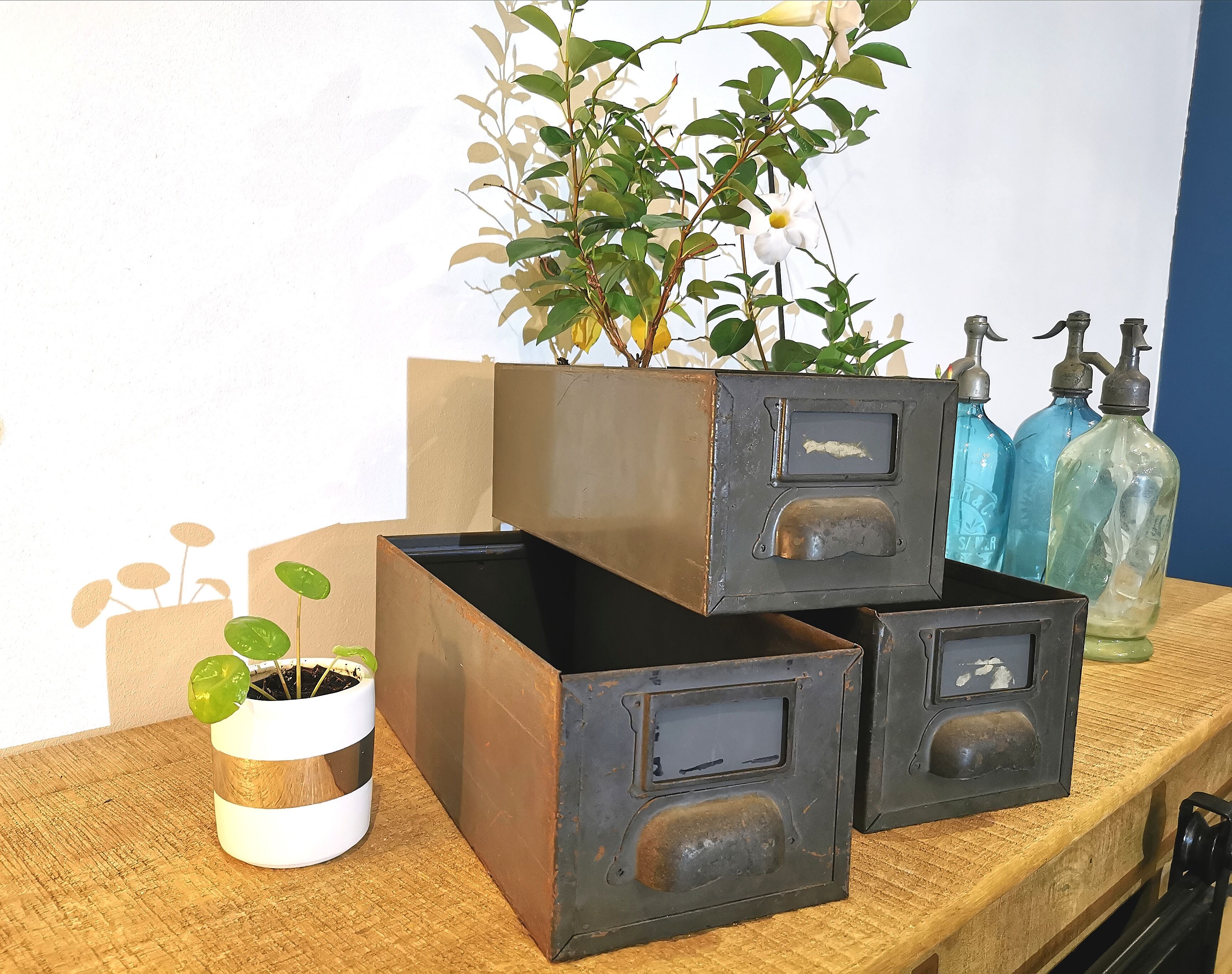 Set of 3 industrial lockers