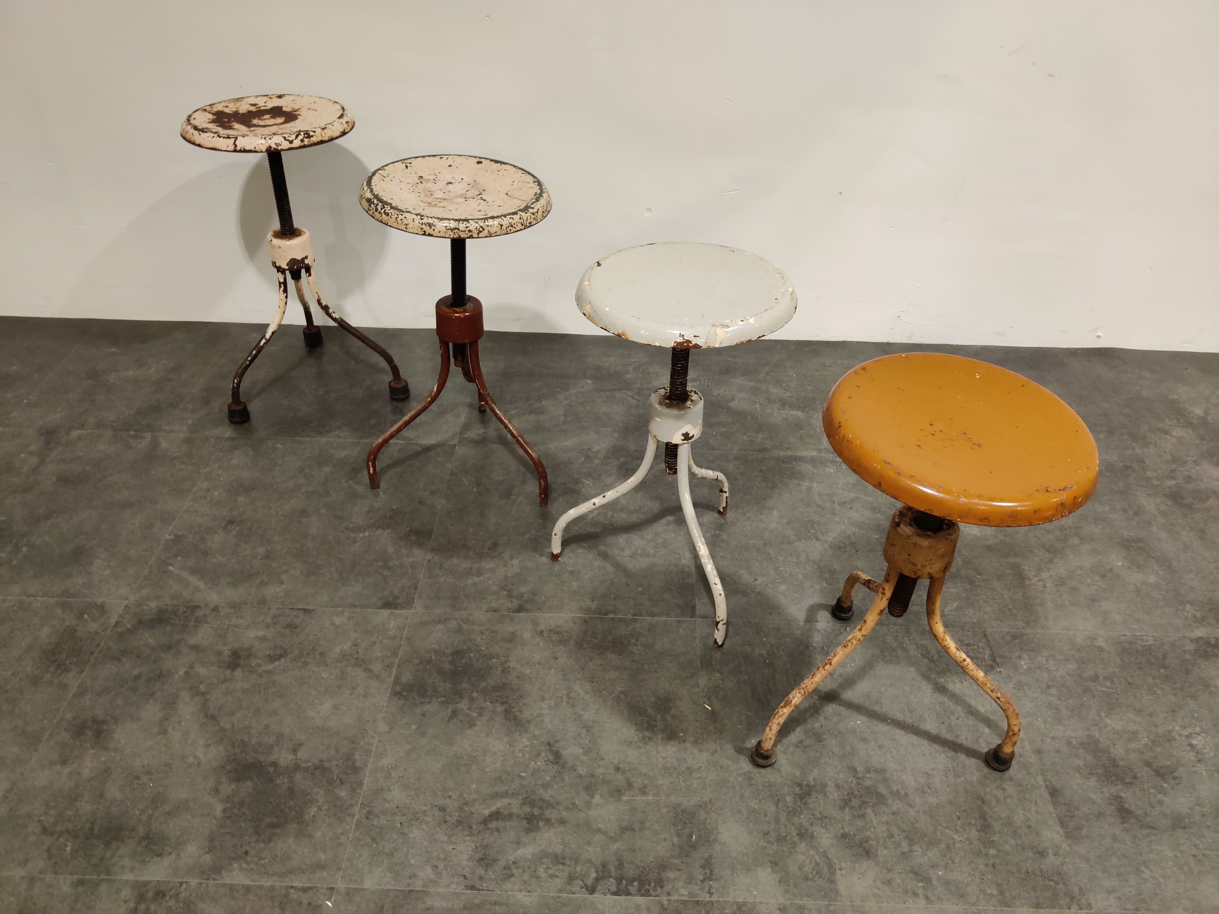 Vintage industrial stools, set of 4