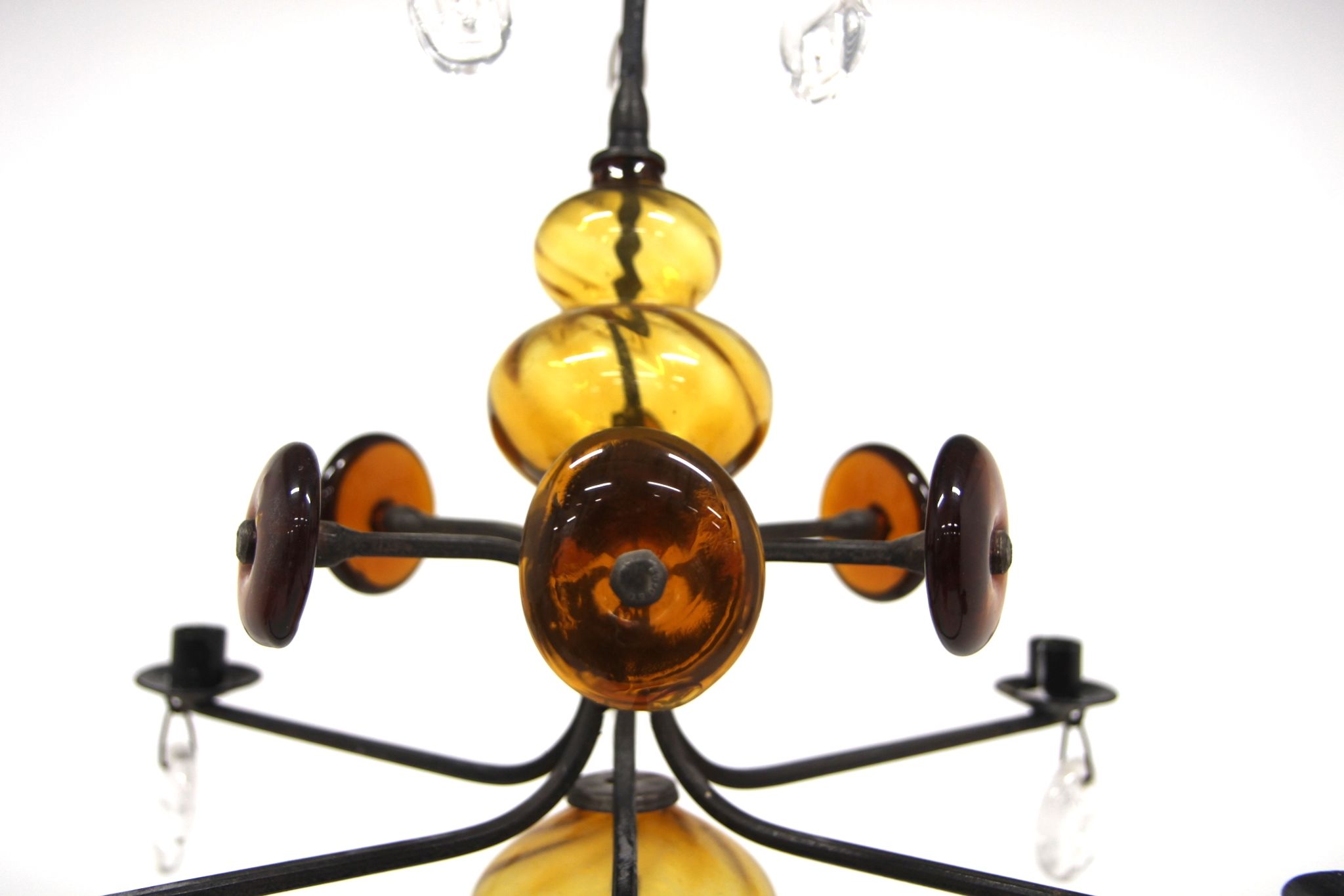 Glass chandelier, Erik Höglund, For Boda Glasbruk & Smide, Sweden, 1970