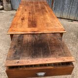 Antique cherry farmhouse table with 2 drawers and 1 pull-out