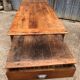 Antique cherry farmhouse table with 2 drawers and 1 pull-out