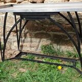 Art Deco console in wrought iron and steel (Art deco, wrought iron and steel console)