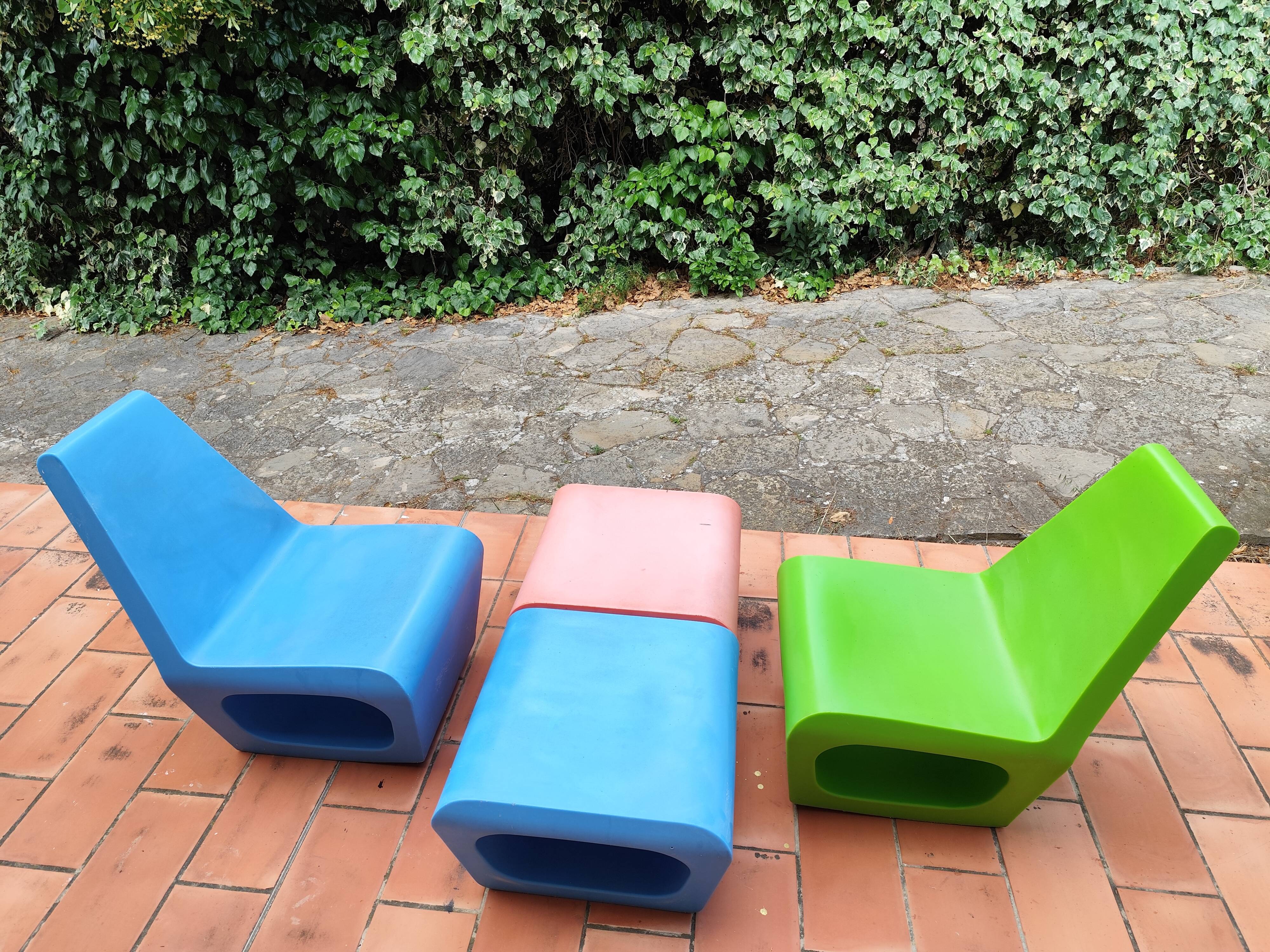 2 armchairs and 2 ottomans by Wiel Arets for Quinze & Milan vintage