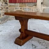 Pair of oak monastic community benches, France, early 20th century