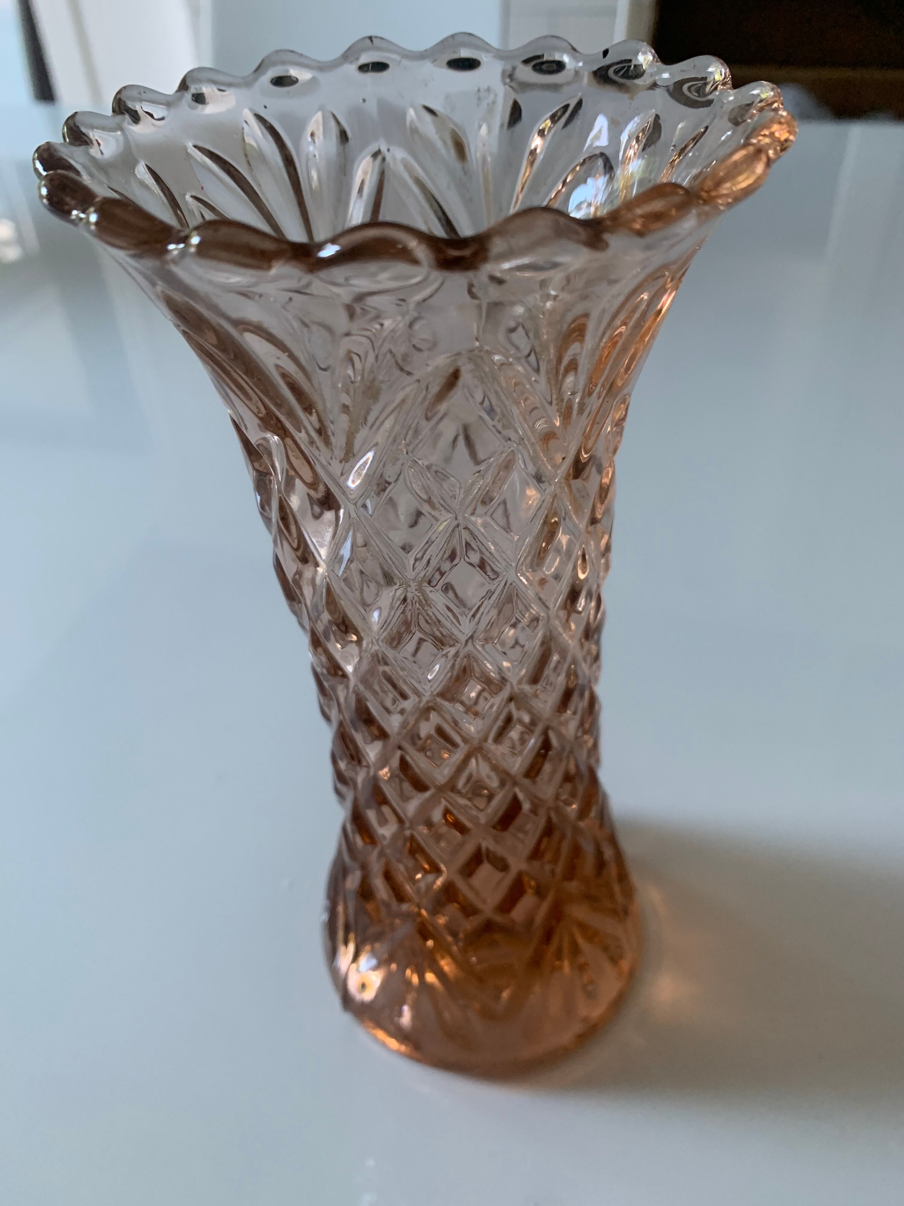 Orange pink glass vase
