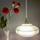 Vintage lampshade pendant lamp in green and gold granite glass