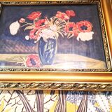 Painting jack watercolor still life france 1938 bouquet of anemones