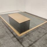 Vintage etched brass coffee table by Ricco D, 1970s