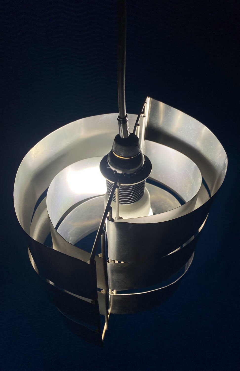 VINTAGE 1970 SPACE AGE BRUSHED ALUMINIUM LAMP/SUSPENSION MAX SAU