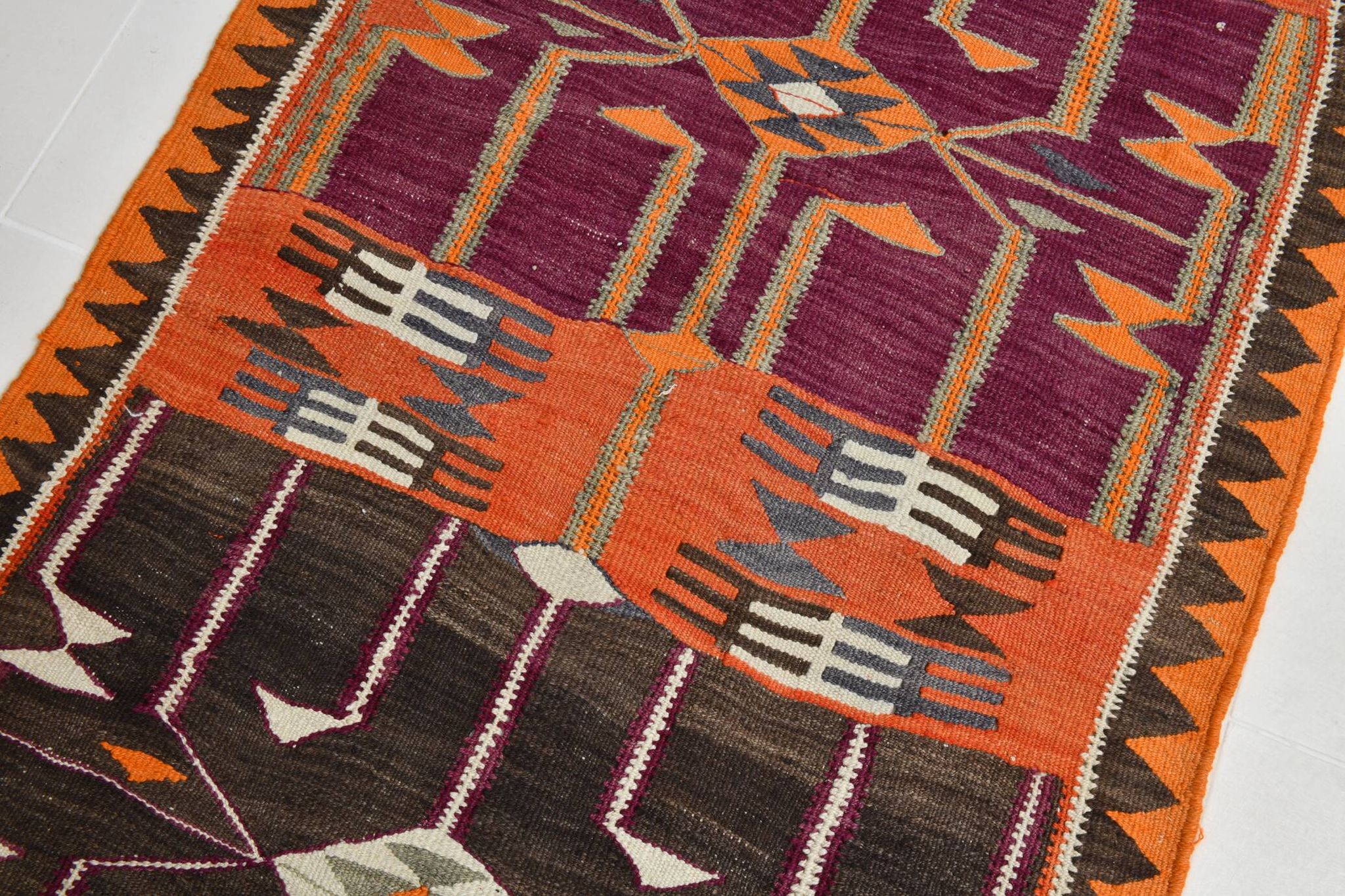4x12 Kilim Multicolor Rare Size Pattern Kilim Rug, 113x364Cm