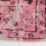 pink overdye turkish vintage carpet  , pink vintage distressed vintage rug.