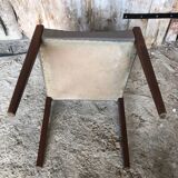 Series of 6 Scandinavian chairs in wood + gray skai, 70s vintage #a572