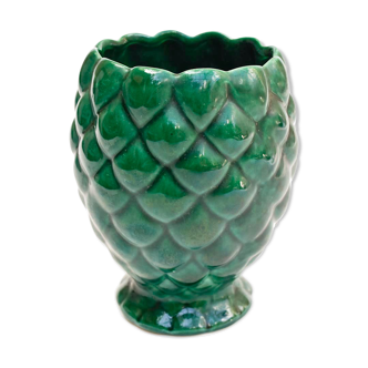 Cache pot vase dabbling in vintage green pineapple shape