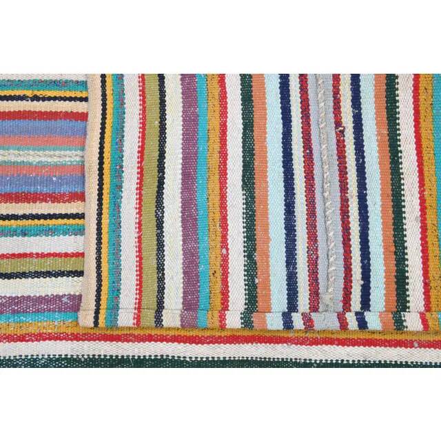Tapis kilim vintage turc Oushak fait à la main en laine et coton vert