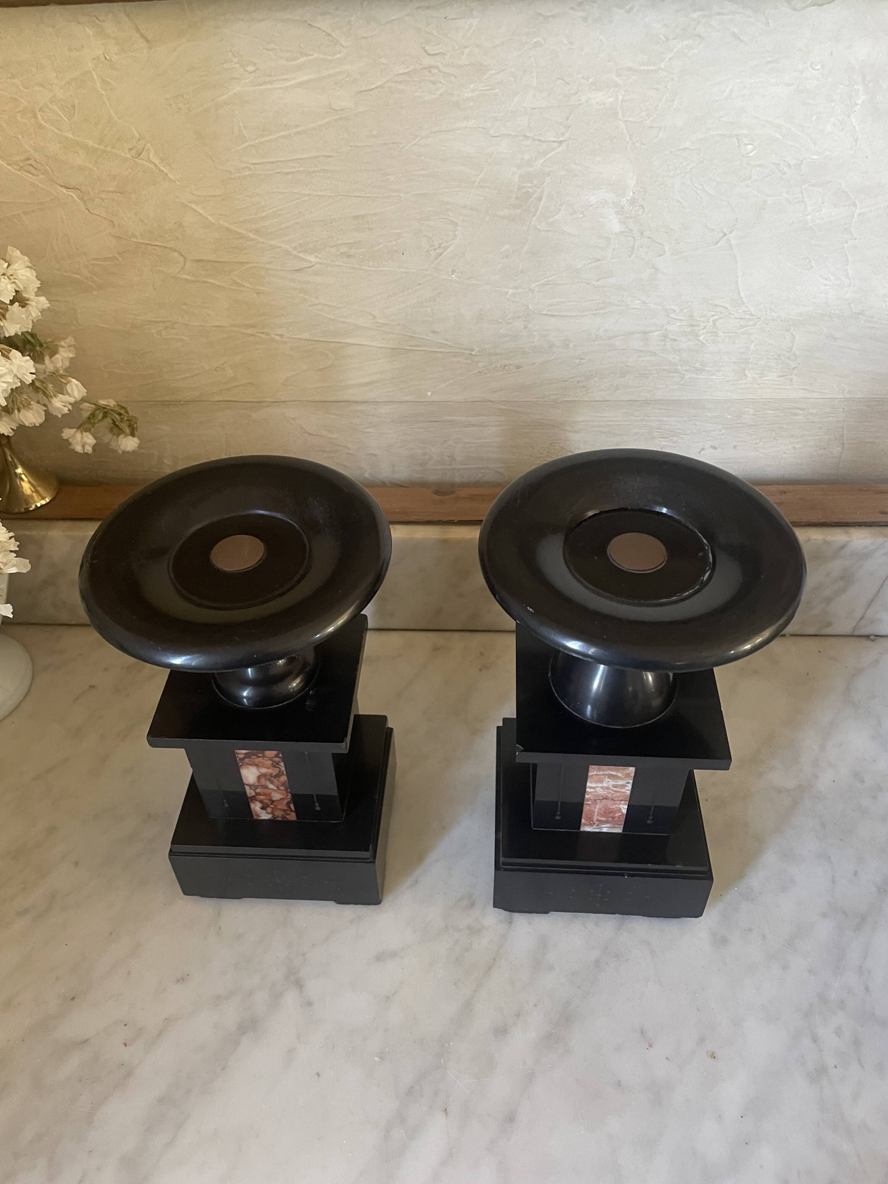 Old pair of marble vase bookends.