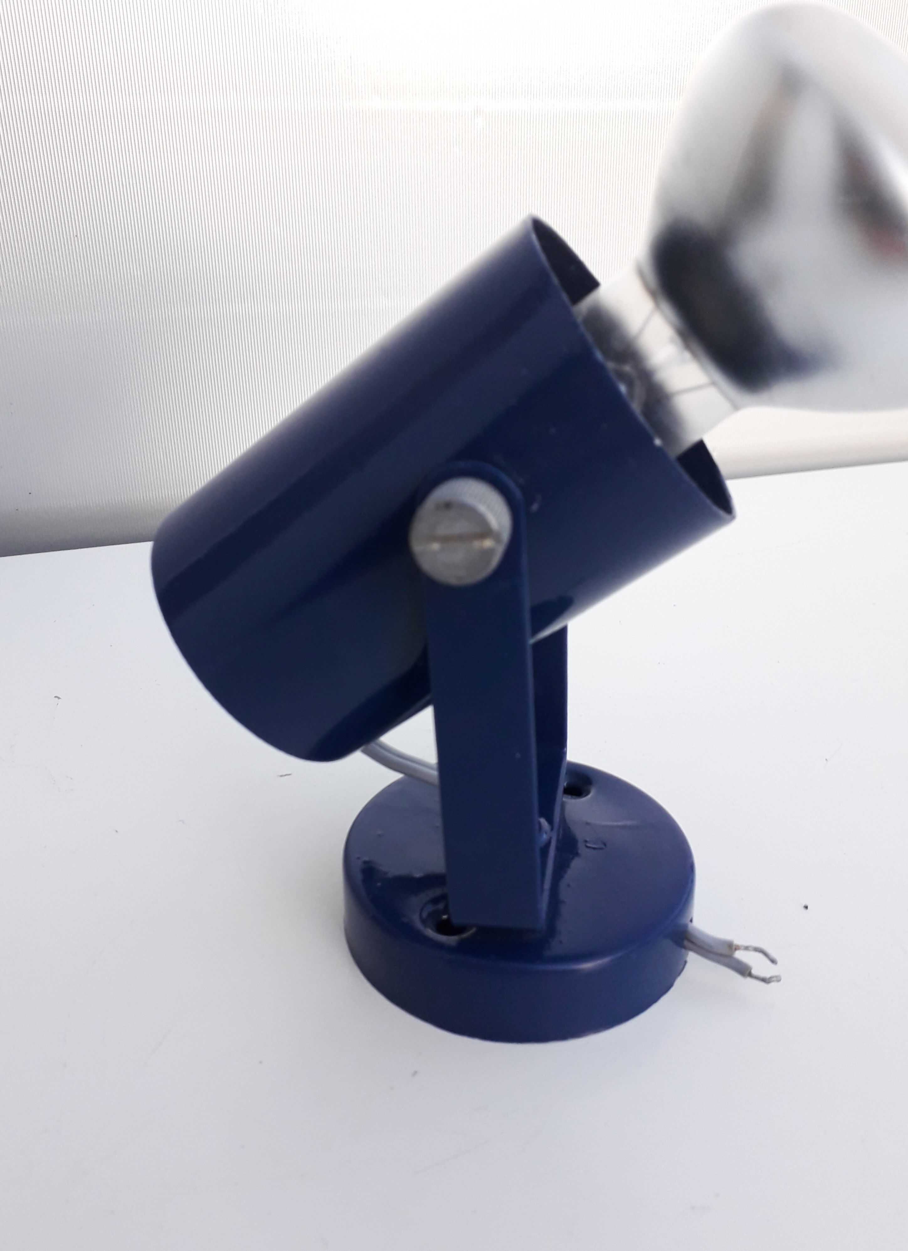 Vintage wall lamp blue lacquered 1970