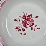 Plat ancien Badonviller – décor floral rose – porcelaine opaque années 50