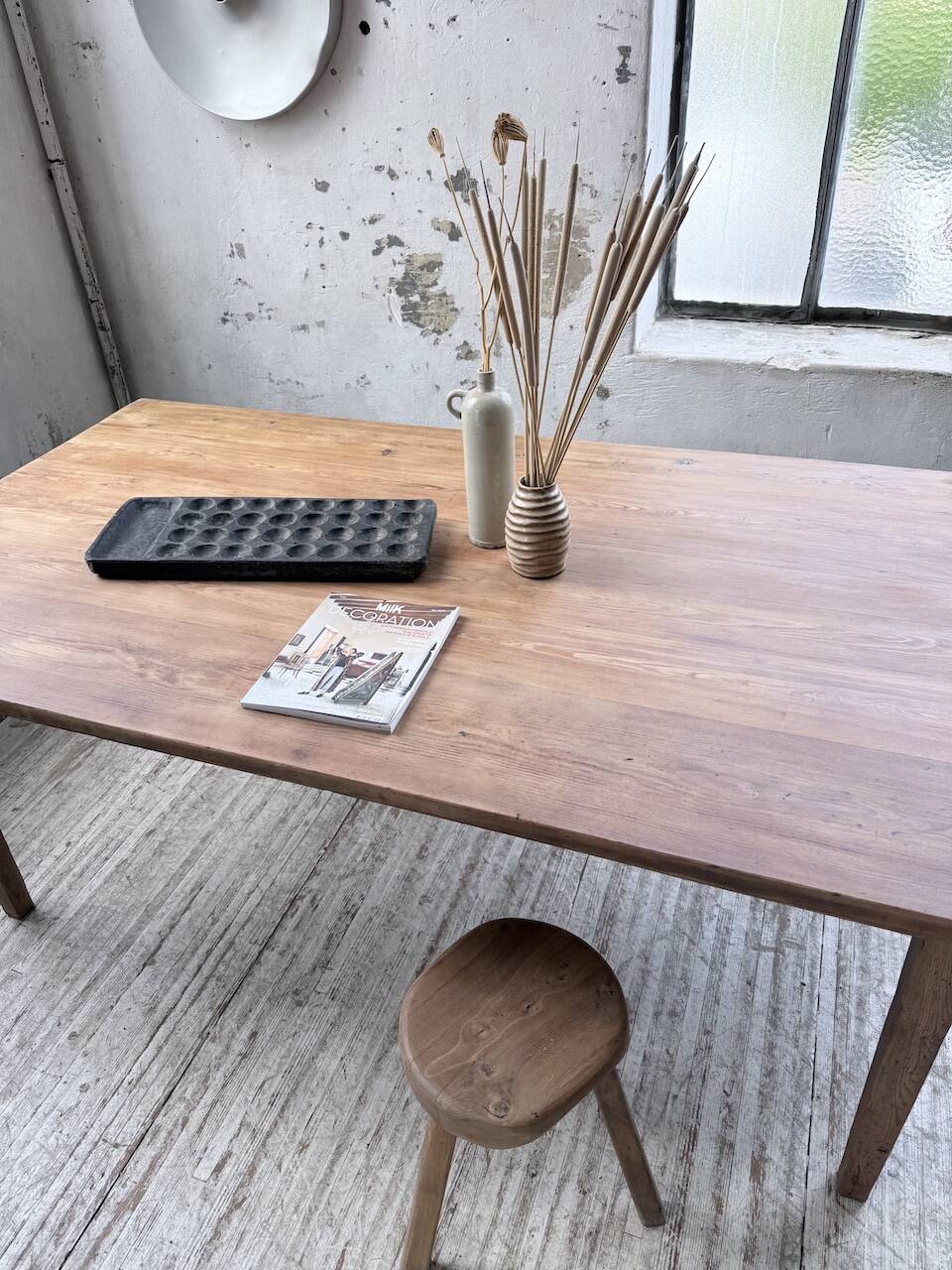 Farm table pitch pine 2 x 1 m from the 1950s