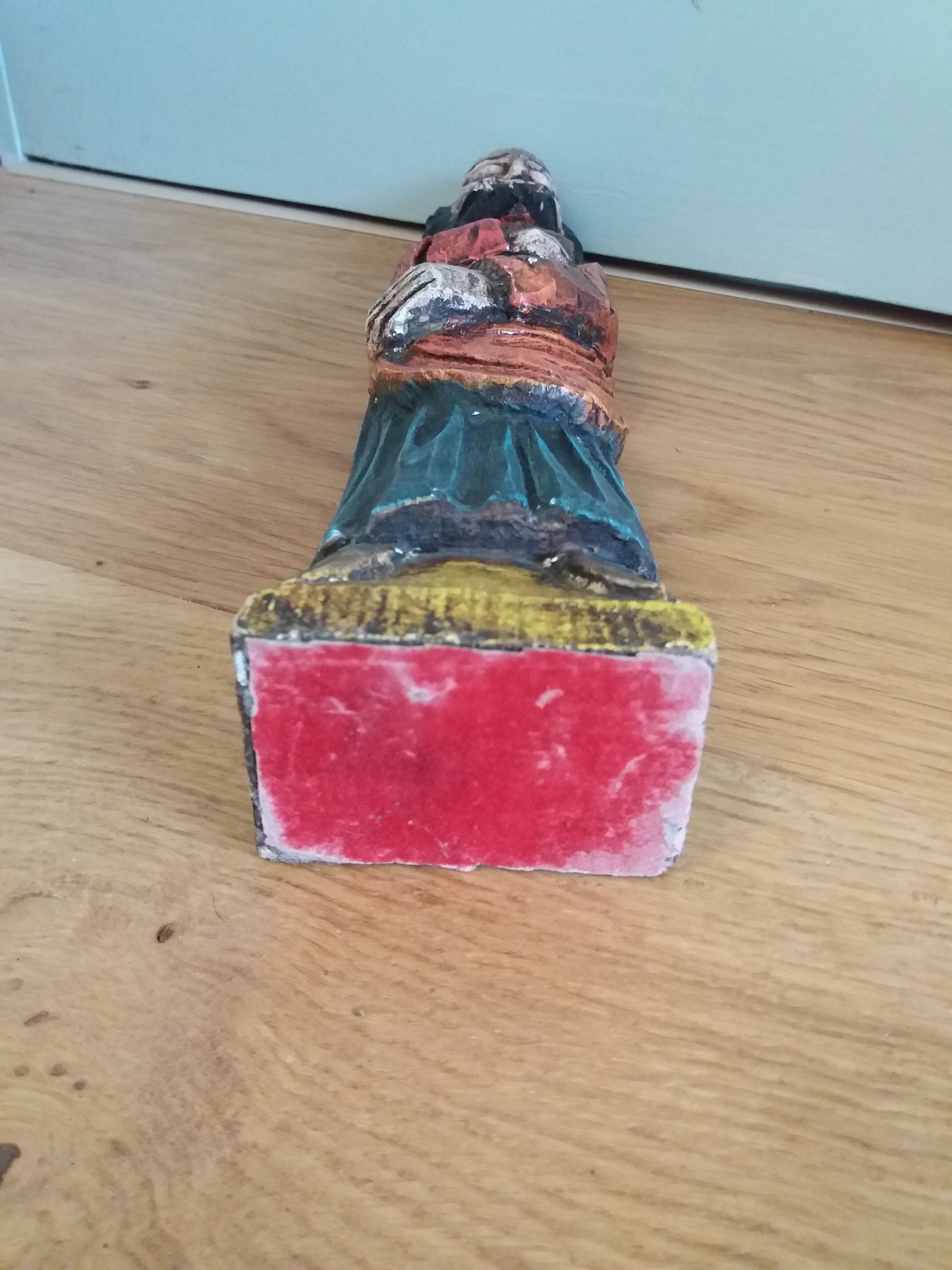 Religious statuette in painted wood