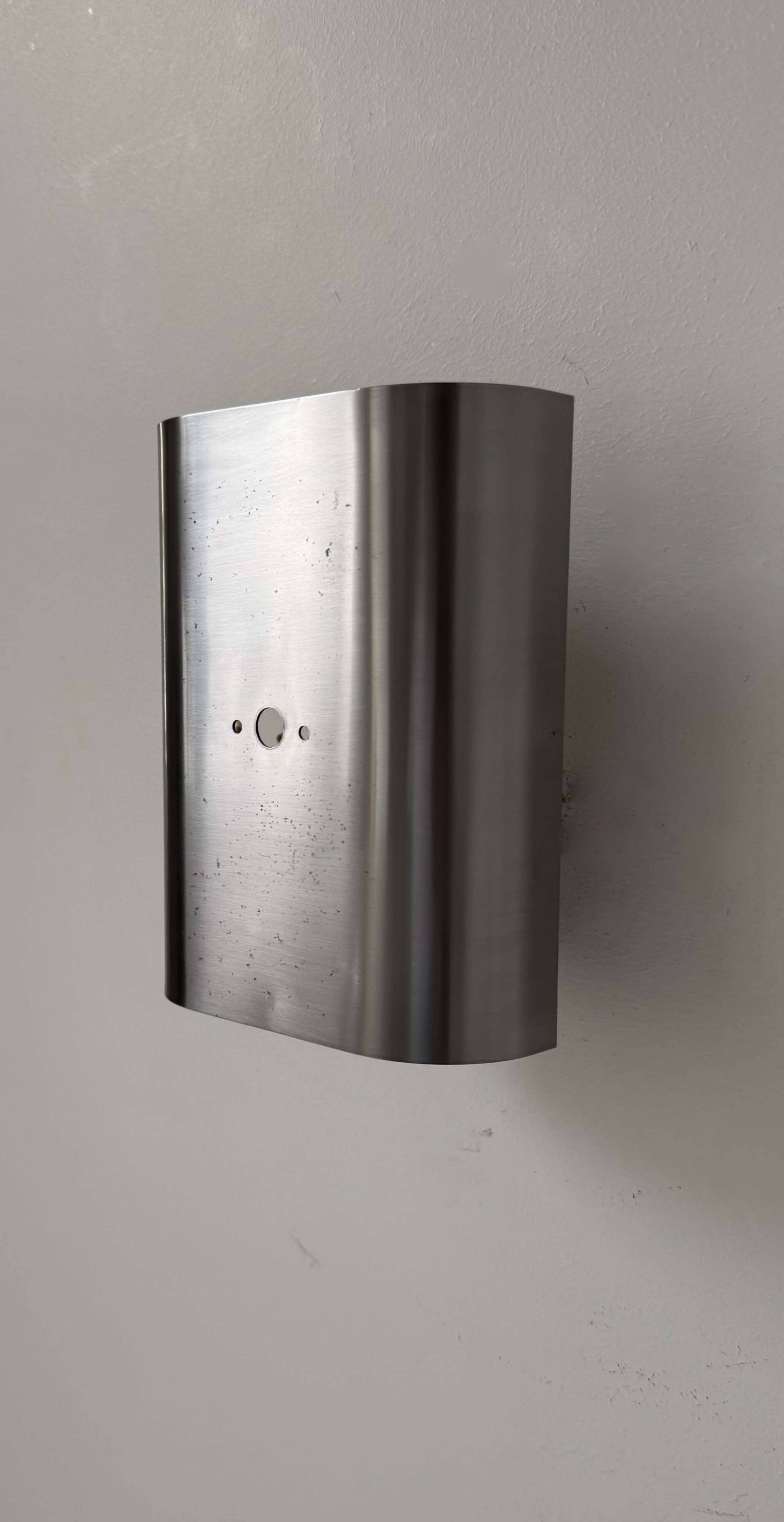 Vintage curved brushed metal wall light, France 1970