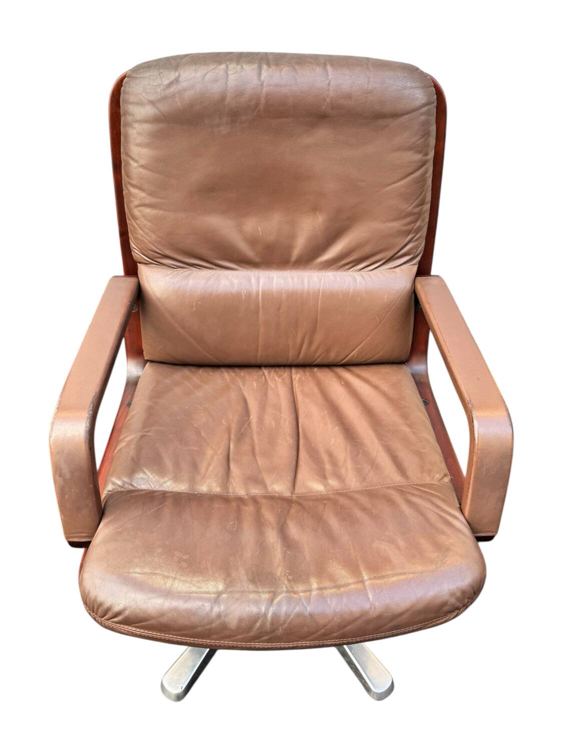 vintage leather and wood office/conference chair – st