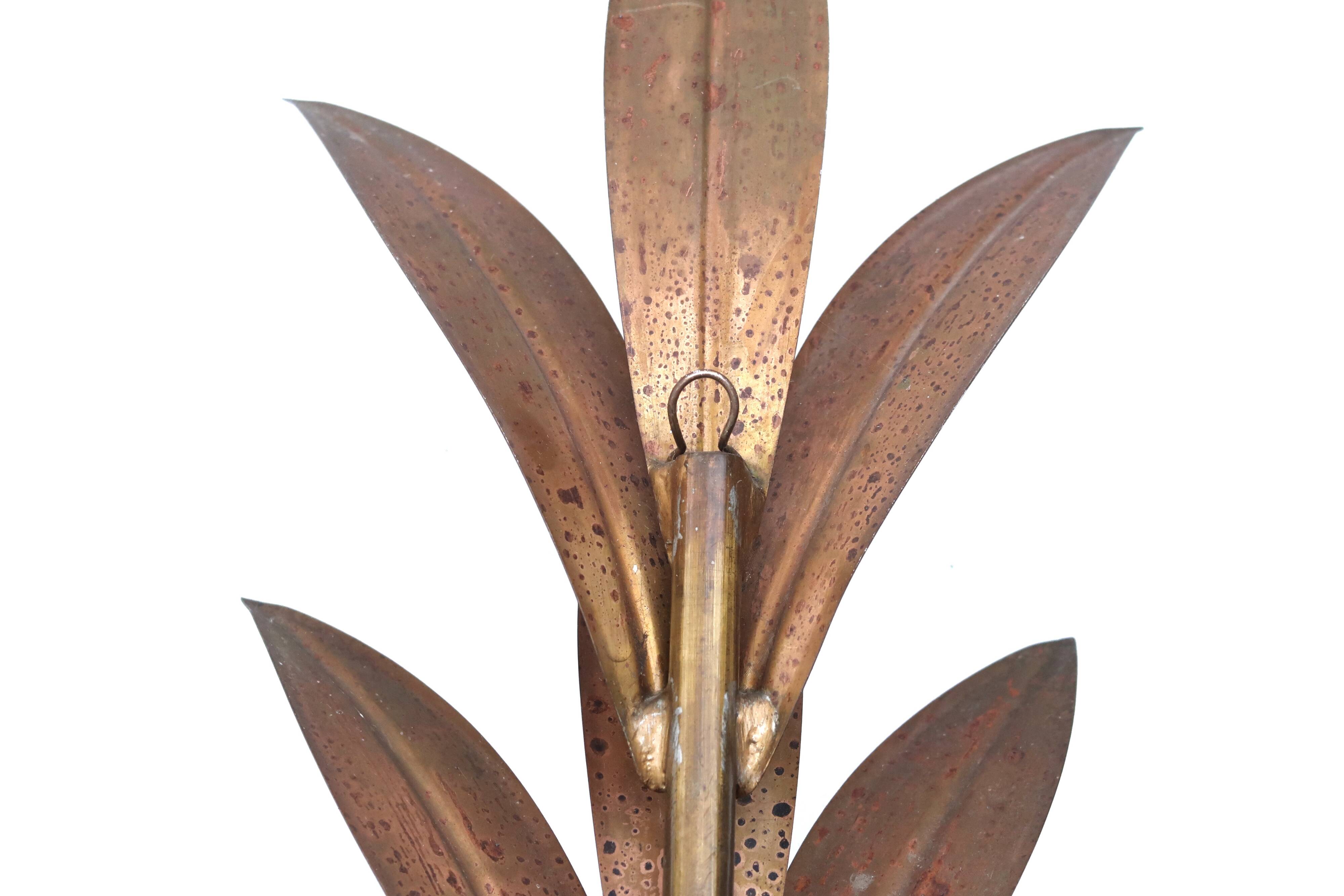 Pair of brass “leaf” wall lights, 1970s