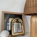 Vintage mirror bohemian metal and horn - 28x19cm