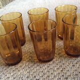 Series of 6 amber glasses