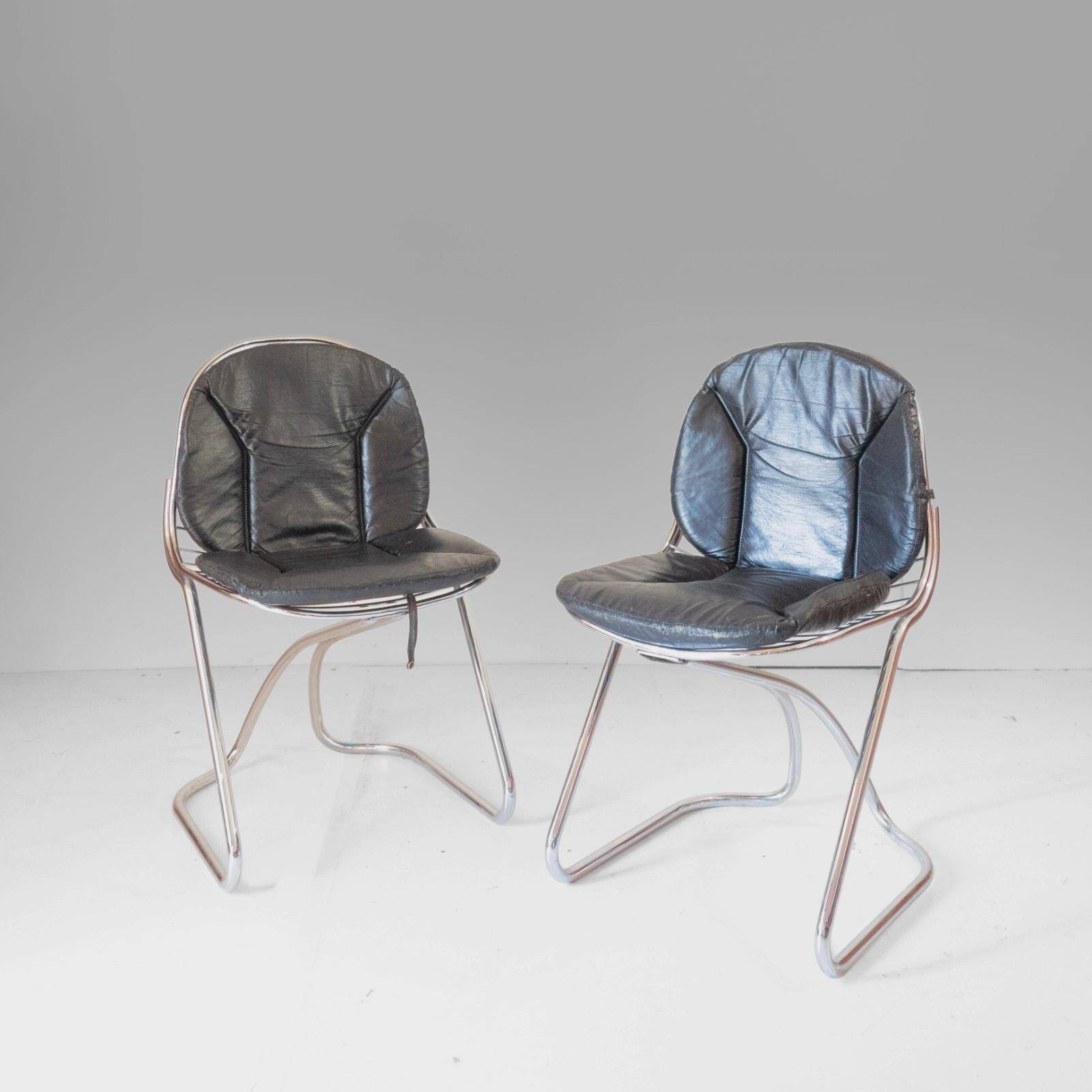 Pair of "Flynn" cantilever dining chairs by Gastone Rinaldi for RIMA, 1970s
