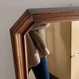 Brown wood rectangular mirror