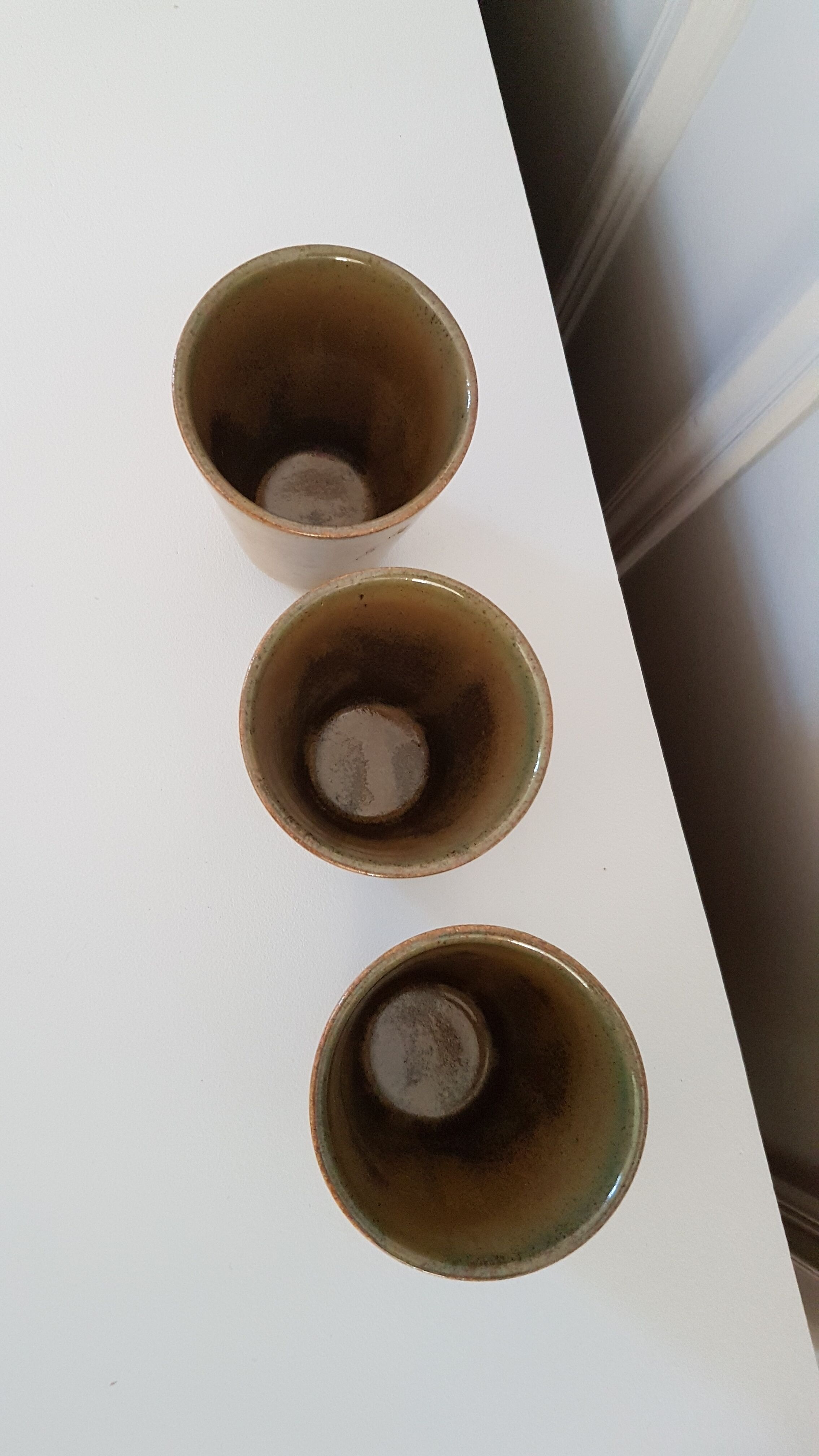 3 stoneware cups