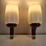 Pair of vintage space age smoked plexiglass wall lights nightlights