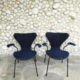 Pair armchairs 3270 butterfly series Arne Jacobsen for Fritz Hansen, vintage 1964