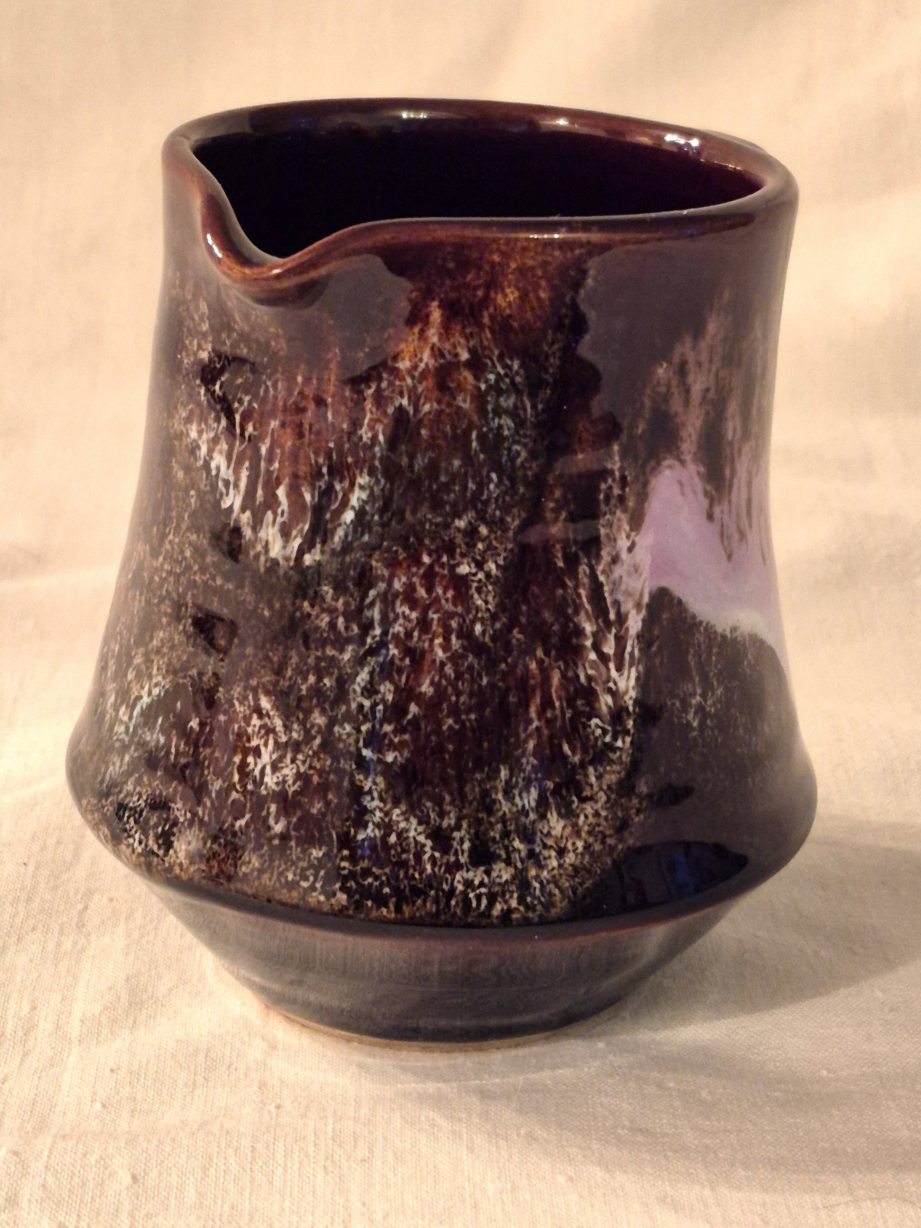 Vallauris milk jug, glazed ceramic, brown old rose A152-2